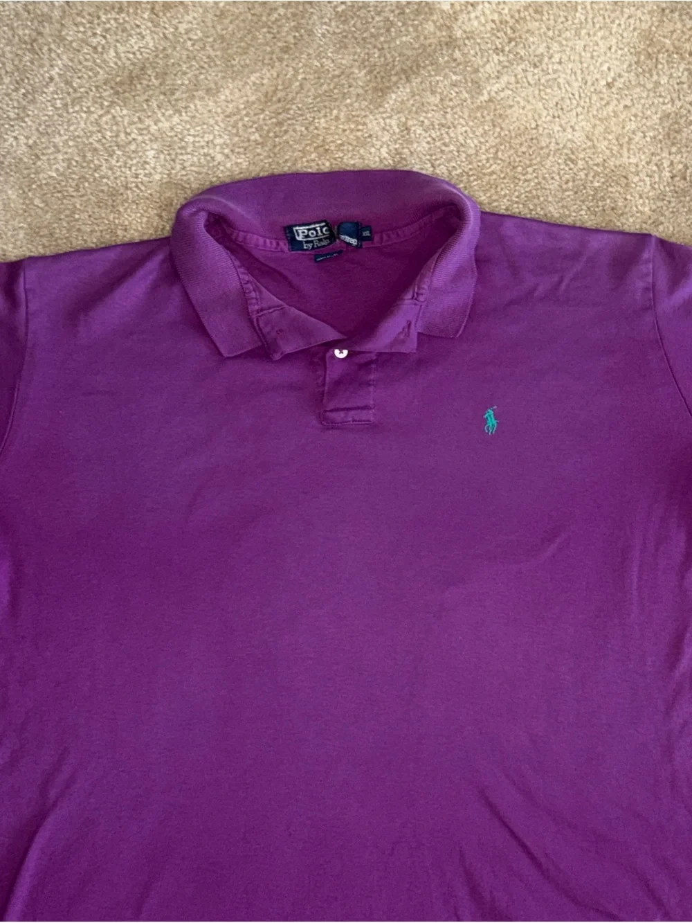 VTG Polo Ralph Lauren Purple Pique Polo Shirt XXL Made in USA